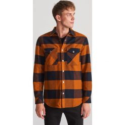 Koszula w kratę - Brązowy. Pomarańczowe koszule damskie Reserved, xl, bez wzorów, bez kołnierzyka, bez rękawów. Za 99,99 zł.