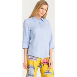 KOSZULA AGO Weekend Max Mara. Niebieskie koszule damskie Weekend Max Mara, na co dzień, bez wzorów, z włoskim kołnierzykiem, bez rękawów. Za 475,30 zł.