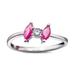 Unikalny Złoty Pierścionek - złoto 750, Brylant 0,08ct,pomarańczowy szafir. Żółte pierścionki damskie W.KRUK, z topazem, złote. Za 4390,00 zł.