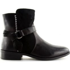 Botki damskie czarne 1046-PA Black. Czarne botki damskie ButyModne, ze skóry ekologicznej, bez obcasa, na płaskiej podeszwie, na zamek. Za 96,40 zł.