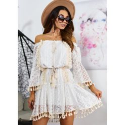 Sukienka Boho Laurent OneSize. Czarne sukienki damskie Ligari Dresses, s, w paski, z bawełny, eleganckie, bez kołnierzyka, bez rękawów. Za 129,00 zł.