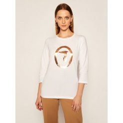 Bluzka Trussardi Jeans 56T00312. Białe bluzki damskie Trussardi Jeans, xl, bez wzorów, z jeansu, bez kołnierzyka, bez rękawów. Za 269,00 zł.