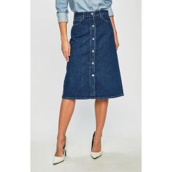 Calvin Klein - Spódnica. Niebieskie spódniczki damskie marki Calvin Klein, na co dzień, bez wzorów, z elastanu, z podwyższonym stanem, midi, proste. Za 539,90 zł.