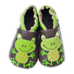 Buciki niemowlęce: Skórzane buty niemowlęce w kolorze brązowo-zielonym