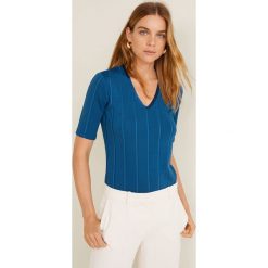 Mango - Top Shopping. Niebieskie topy damskie marki Mango, s, z elastanu. W wyprzedaży za 39,90 zł.