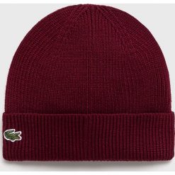 Lacoste - Czapka. Brązowe czapki zimowe męskie Lacoste, z dzianiny. W wyprzedaży za 159,90 zł.