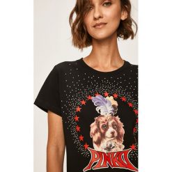 Pinko - T-shirt. Czarne bluzki damskie Pinko, s, z nadrukiem, z bawełny, z okrągłym kołnierzem. Za 399,90 zł.