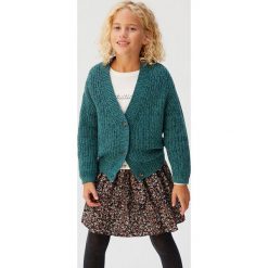Mango Kids - Kardigan dziecięcy Ibis 110-164 cm. Żółte swetry dziewczęce z bawełny. W wyprzedaży za 69,90 zł.