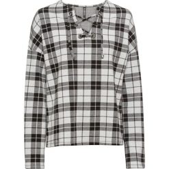Bluza dresowa bonprix czarno-biały w kratę. Białe bluzy damskie bonprix, z dresówki. Za 59,99 zł.