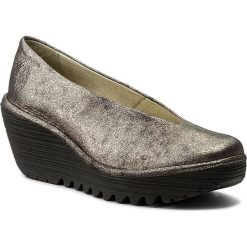 Półbuty FLY LONDON - Yaz P500025219 Graphite. Szare creepersy damskie Fly London, ze skóry, na koturnie. W wyprzedaży za 279,00 zł.