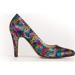 Kolorowe czółenka na szpilce - skóra naturalna - model 035 - kolor magic. Brązowe czółenka damskie Zapato, na imprezę, z nadrukiem, ze skóry, na wysokim obcasie, na obcasie. Za 319,00 zł.