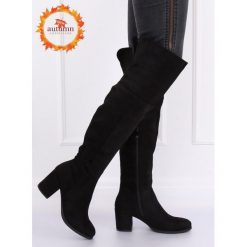 Muszkieterki na niskim obcasie czarne 8B965 BLACK. Czarne kozaki damskie FunKee.pl, z zamszu, klasyczne, na niskim obcasie, na zamek. Za 169,99 zł.