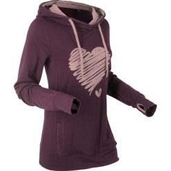 Bluza z nadrukiem, długi rękaw bonprix czarny bez. Fioletowe bluzy damskie bonprix, z nadrukiem, z długim rękawem, długie, bez kaptura. Za 99,99 zł.