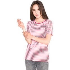 Tommy Hilfiger Essential Koszulka Czerwony Biały. Czerwone koszulki damskie TOMMY HILFIGER, s, w paski, z bawełny, bez kołnierzyka, z krótkim rękawem. Za 188,95 zł.
