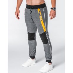 Spodnie męskie dresowe P639 - grafitowe. Szare spodnie męskie Ombre Clothing, s, bez wzorów, z bawełny. Za 55,00 zł.