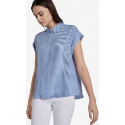 Tom Tailor Koszula Niebieski. Niebieskie bluzki damskie Tom Tailor, w paski, z wiskozy, bez kołnierzyka, z krótkim rękawem. Za 168,95 zł.