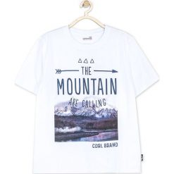 Coccodrillo - T-shirt dziecięcy 128-158 cm. Białe t-shirty chłopięce COCCODRILLO, z nadrukiem, z dzianiny, bez rękawów. Za 59,90 zł.
