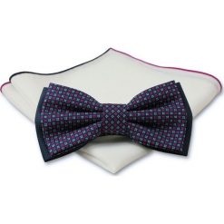 Stylowa mucha z poszetką - Chattier, Męska - Wielokolorowy, Drobny Wzór MUCH0358. Muszki męskie Chattier, w paski, eleganckie. Za 44,00 zł.