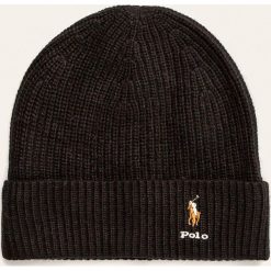 Polo Ralph Lauren - Czapka. Czarne czapki damskie Polo Ralph Lauren, na zimę, bez wzorów, z bawełny. Za 299,90 zł.