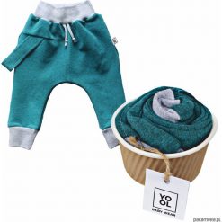 Spodnie niemowlęce: Spodnie baggy szelka aqua
