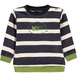 Bluza w kolorze granatowo-kremowym. Niebieskie bluzy niemowlęce Kanz, w paski, z bawełny, bez rękawów, bez kaptura. W wyprzedaży za 35,95 zł.