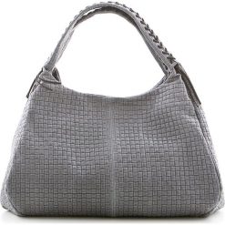 Torebki klasyczne damskie: Skórzana torebka w kolorze szarym – 43 x 38 x 20 cm