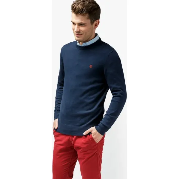 Timberland Sweter Williams River Crew , granatowy, rozmiar M. Niebieskie swetry męskie Timberland, m, bez wzorów, z bawełny, bez kołnierzyka, bez kaptura. W wyprzedaży za 263,99 zł.