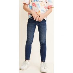 Mango Kids - Jeansy dziecięce Allegra 104-164 cm. Szare rurki dziewczęce marki Mango Kids, z aplikacjami, z bawełny. Za 69,90 zł.