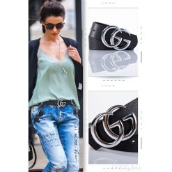 Damski pasek GIGI SILVER. Czarne torebki klasyczne damskie Damski pasek GIGI SILVER, w paski, bez dodatków. W wyprzedaży za 39,00 zł.
