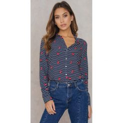 Koszule body: Qontrast X NA-KD Koszula Lips – Black,White,Blue,Multicolor,Navy