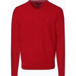 Tommy Hilfiger - Sweter męski, czerwony. Czerwone swetry męskie marki TOMMY HILFIGER, s, bez wzorów, z dzianiny, bez kołnierzyka, bez kaptura. Za 449,95 zł.