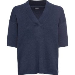 Sweter z krótkim rękawem bonprix ciemnoniebieski melanż. Niebieskie swetry damskie bonprix, bez wzorów, z krótkim rękawem, krótkie, bez kaptura. Za 37,99 zł.