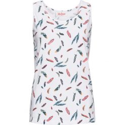 Top z nadrukiem bonprix biały z nadrukiem. Białe bluzki damskie bonprix, z nadrukiem, bez kołnierzyka. Za 34,99 zł.