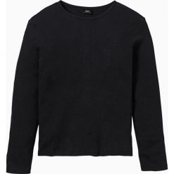Shirt basic w prążek, długi rękaw bonprix czarny. Czarne koszulki męskie bonprix, s, bez wzorów, bez kołnierzyka, z długim rękawem, długie. Za 34,99 zł.