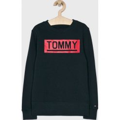 Tommy Hilfiger - Bluza dziecięca 128-176 cm. Niebieskie bluzy chłopięce TOMMY HILFIGER, z nadrukiem, z elastanu, bez rękawów, bez kaptura. Za 249,90 zł.
