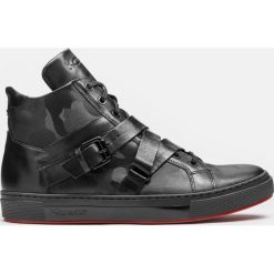 Czarne sneakersy męskie. Czarne sneakersy męskie Kazar, przed kolano, z paskami. Za 549,00 zł.