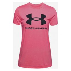 Under Armour Live Sportstyle Graphic Koszulka Różowy. Różowe koszulki damskie Under Armour, l, z nadrukiem, z bawełny, bez kołnierzyka, z krótkim rękawem. Za 119,95 zł.