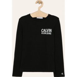 Calvin Klein Jeans - Longsleeve dziecięcy 128-176 cm. Czarne t-shirty chłopięce Calvin Klein Jeans, z nadrukiem, z bawełny, z długim rękawem. Za 179,90 zł.