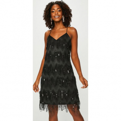Answear - Sukienka Night Fever. Czarne sukienki mini damskie marki ANSWEAR, na co dzień, s, z poliesteru, casualowe, proste. W wyprzedaży za 149,90 zł.