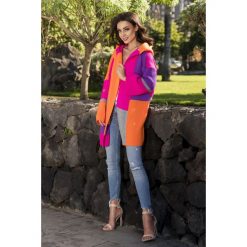Unikalny sweter kardigan multikolor ls204. Pomarańczowe swetry damskie marki Lemoniade, bez wzorów, bez rękawów, bez kaptura. W wyprzedaży za 119,00 zł.