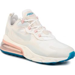 Buty NIKE - Air Max 270 React AO4971 100 Summit White/Ghost Aqua. Białe półbuty męskie Nike, na co dzień, bez wzorów, z tworzywa sztucznego, bez zapięcia. W wyprzedaży za 469,00 zł.