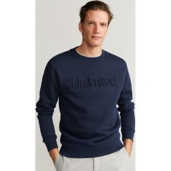 Mango Man - Bluza Unlimit. Niebieskie bluzy męskie s, z aplikacjami, z bawełny, z okrągłym kołnierzem. Za 139,90 zł.