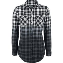 Bluzki damskie: Black Premium by EMP Checked Dip Dye Shirt Bluzka damska biały/czarny