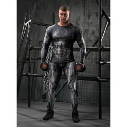 Rashguard długi rękaw CYBER Black. Czarne koszulki męskie FJ!, m, z nadrukiem, z elastanu, bez kołnierzyka, z długim rękawem, długie, na fitness i siłownię. W wyprzedaży za 156,75 zł.