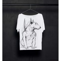 Bulterier t-shirt woman. T-shirty damskie Pakamera, bez wzorów, z wiskozy, bez kołnierzyka. Za 129,00 zł.