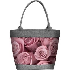 Torebka "Polo" w kolorze szarym ze wzorem - (S)28 x (W)28 x (G)10 cm. Szare torebki klasyczne damskie Bertoni, z materiału. W wyprzedaży za 59,95 zł.