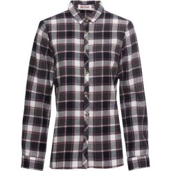 Koszula flanelowa, długi rękaw bonprix czarno-biały w kratę. Czarne koszule damskie bonprix, bez wzorów, bez kołnierzyka, z długim rękawem. Za 34,99 zł.