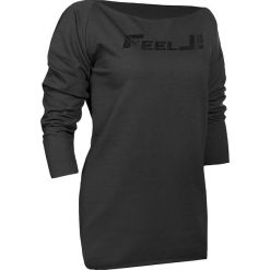 Sweatshirt FASHION. Czarne bluzy damskie FJ!, bez wzorów, z bawełny, bez rękawów, bez kaptura, do biegania. Za 199,00 zł.