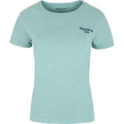 T- shirt Pepe Jeans. Zielone koszulki damskie Pepe Jeans, bez wzorów, z jeansu, bez kołnierzyka, bez rękawów. Za 49,00 zł.