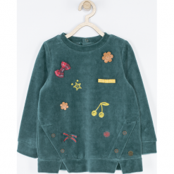 Bluza. Zielone bluzy dziewczęce rozpinane JADORE, z aplikacjami, z bawełny, z długim rękawem, długie. Za 69,90 zł.